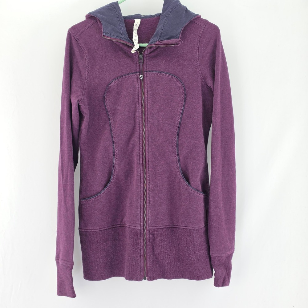 Lululemon Full Zip Hoodie Womens 8 Purple Scuba Cotton Blend Athletic Jacket